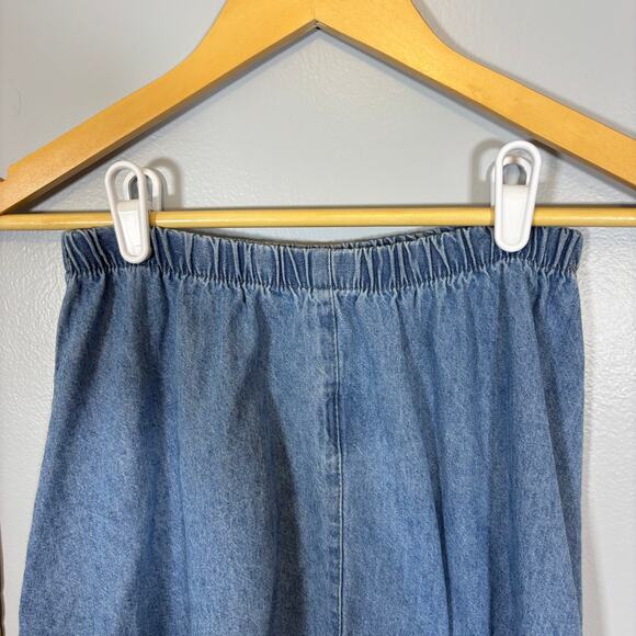 Vintage Lightwash Denim Midi Skirt Drawstring Waist Cotton 10 | Light Summer - Picture 7 of 11